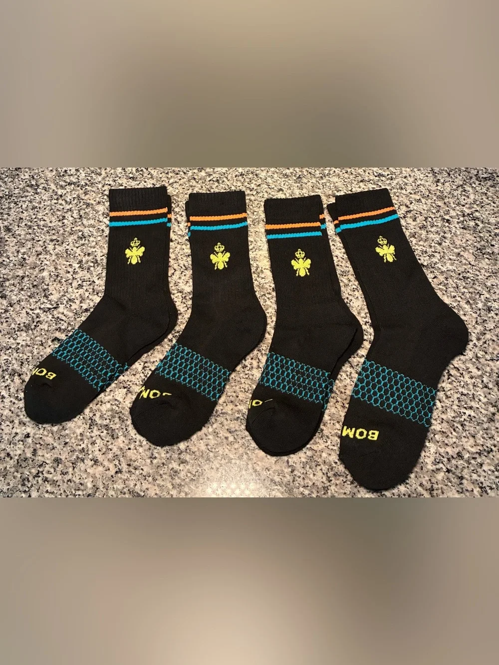 Bombas Woman’s 4 piece black/orange/blue long S/M Socks